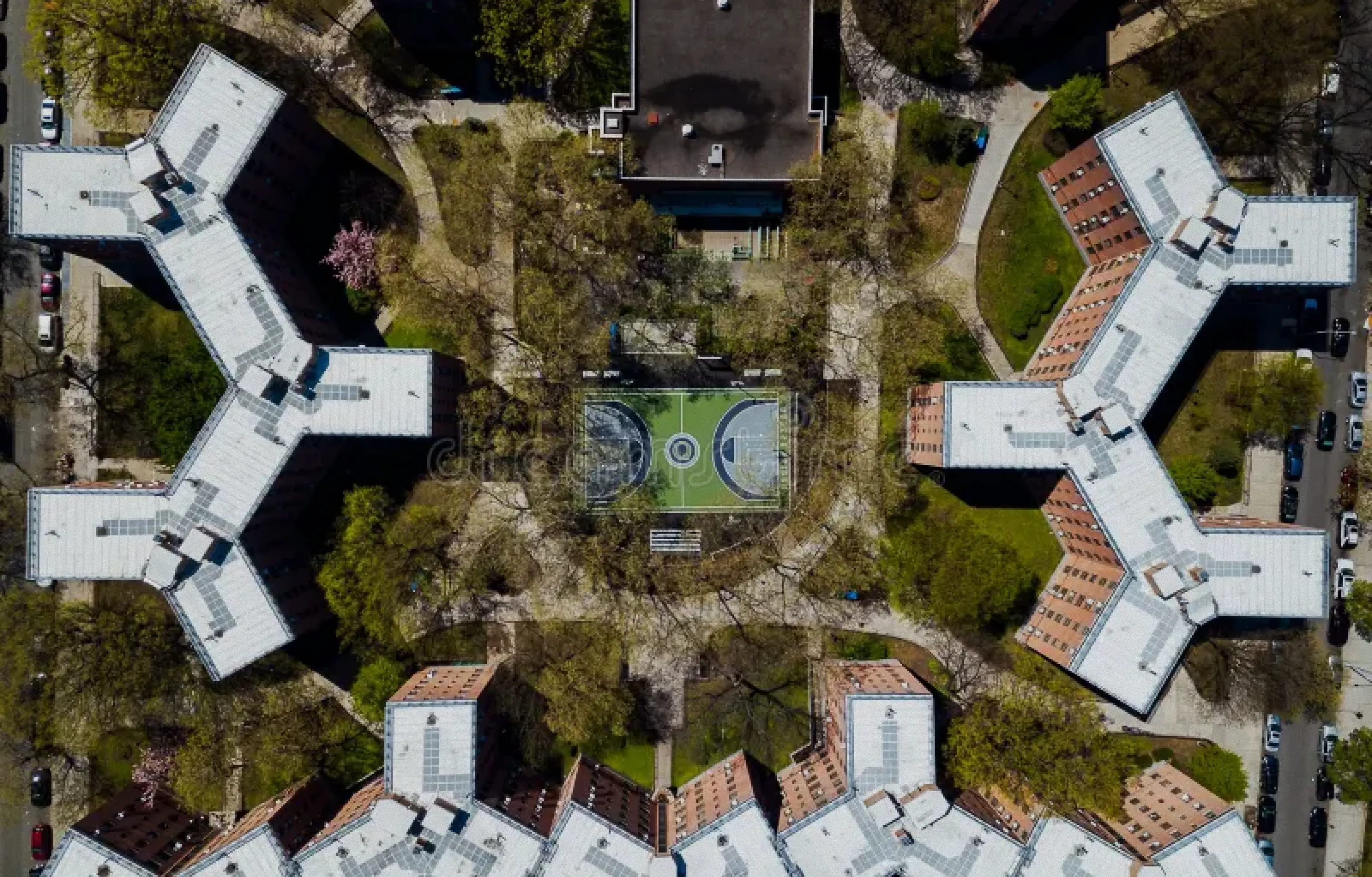 Basketball court aerial view